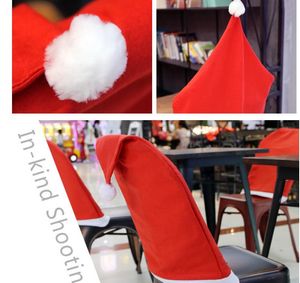 Mode Santa Claus Red Hat Chair Back Cover Julmiddag Table Party Decor till jul