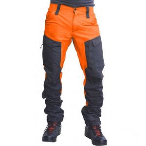 Män Den nya färgen matchande byxor Slim Fashion Mäns Zipper Multi-Pocket Long Cargo Pant Work Casual Locomotive Car Suit Byxor