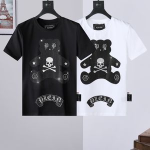 Męskie Koszulki Okrągły Neck SS Teddy Bear Plein Mens Designer Tshirts Rhinestone Czaszki Mężczyźni Koszulki Klasyczna Wysokiej Jakości Top Tees PB 16580