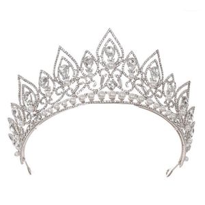 Hårklämmor Barrettes Bridal Crown Crystal Wedding Accessories Tiara Noble Gold Rhinestone HeadDress1