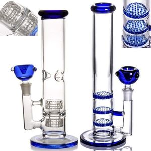 Prosty szklany bong ręcznie robiony podwójne opony grubość wstrząsowa Podstawa pary wodna rura wodna dab rig bongs bongbler