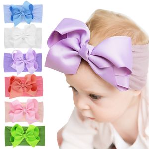 Baby Girls wide Bow Headbands Children elastic Bowknot Hairbands Kids Hair Accessories Grosgrain Hairband turbon knot Headdress KHA594