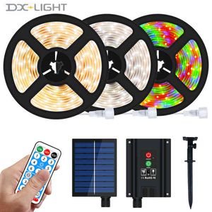 Solar-LED-Streifenlicht, Lithium-Batterie, Sonnenkollektoren, Fernbedienung, für den Außenbereich, IP67, wasserdicht, Nachtgarten, Rasen, Atmosphärenlampe W220311