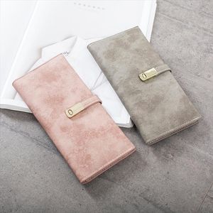 Hot Sale New Fashion Faux Suede Long Wallet Kvinnor Matte Läder Lady Purse Högkvalitativ Kvinna Plånböcker Korthållare Koppling Carteras