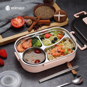 WORTHBUY Contenitore per il pranzo giapponese per bambini con ciotola per stoviglie Contenitore per alimenti in acciaio inossidabile 304 con scomparti Contenitore per microonde Bento 201015