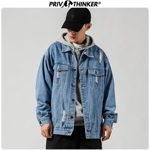 Privathinker Men Spring Solid Korean Hip Hop Denim Jackets Mens Jacket Male Loose Streetwear Coat Clothing 5XL 201104