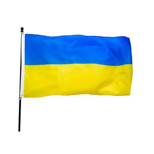 Ukraine-Flaggen im Großhandel, 90 x 150 cm, 100D-Polyester, digital bedruckt, hochwertig, mit zwei Messingösen