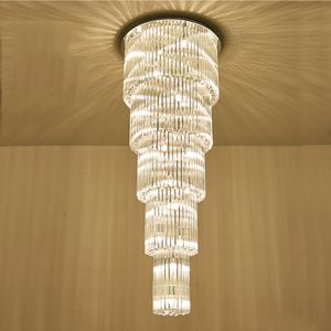2021 Multi Layers Nowoczesne kryształowe lampy żyrandol AC110V 220 V Długie klatki schodowe Lampki Luksusowe projekty Oświetlenie