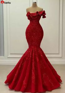 NOVO! 2020 Árabe ASO EBI Mermaid Mermaid Sexy Vestidos de Noite Lace Frisado Vestidos Formal Formal Party Second Recepção Vestidos