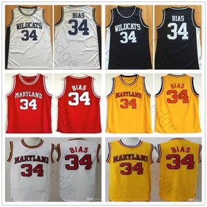 NCAA 1985メリーランドテルプス＃34レンバイアスカレッジバスケットボールジャージービンテージレンバイアスノースウェスタンワイルドキャッツ高校ステッチジャージーシャツ