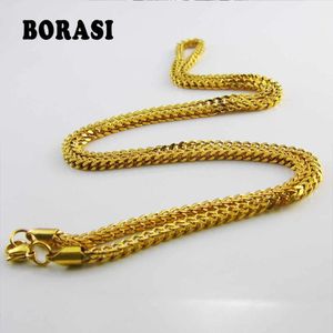 Chains 3 Mm Wide 28 Inches Long Franco Chain Stainless Steel Wheat Cool Gold Necklace Men's Jewelry1