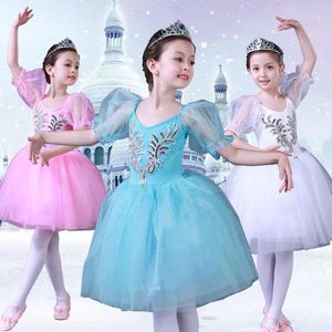 Bühnenabnutzung Mädchen BallerinaTutu Kostüm Kind Pailletten Weißer Schwanensee Tutu Tanzkleid Ballettkleidung für Kinder Ballett1