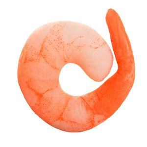 45 cm Novelty Simulational Plush Peeled Shrimp U shaped Neck Pillow Prawns Meat Cushion Kids Toys Christmas Gifts H1