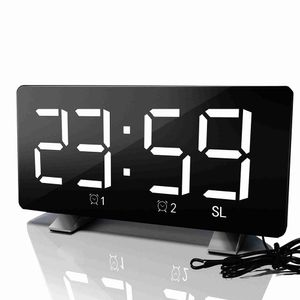 Digital LED Alarm Clock Specchio Multifunzione Snooze Time Display Illuminazione regolabile Radio FM Orologio da tavolo Time Memory Orologio da tavolo LJ200827