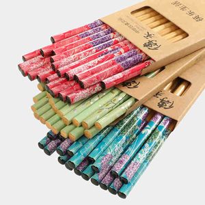 Bacchette di bambù carbonizzate con stampa in stile 1set regalo pubblicitario Set di scatole regalo da 10 paia
