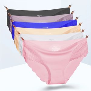 Mutandine di seta ghiaccio da donna Slip senza cuciture Biancheria intima di pizzo sexy Vita bassa Lingerie femminile Mutandine Mutande morbide Novità