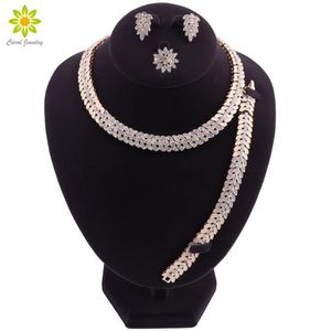 Fashion necklace Dubai Gold Color Jewelry Set Brand Nigerian Bridal Wedding Women Costume Necklace Earrings