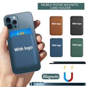 With logo Wallet Card Solt Bag for iPhone 12 Pro Max Mini Magsafing Magnetic Fashion Card Holder for iPhone12 Mini Fundas Coque
