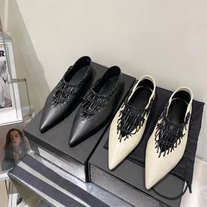 2022New Frauen Wohnungen Spitz Stiefel Weben Echtes Leder Casual Wohnungen Slip-On Schuhe Frau Retro Komfort Wohnungen