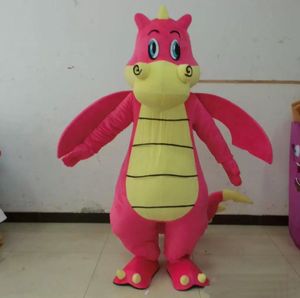 Rabatt Fabrikverkauf das echte Bild rosa Dinosaurier mit Flügeln Maskottchenkostüme für Erwachsene zum Tragen