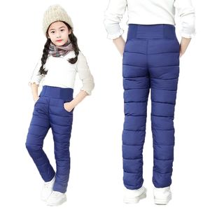Toddler Kid Boys Girls Winter Pants Cotton Padded Thick Warm Trousers Waterproof Ski Pants 9 10 12 Year High Waist Leggings Baby 211224