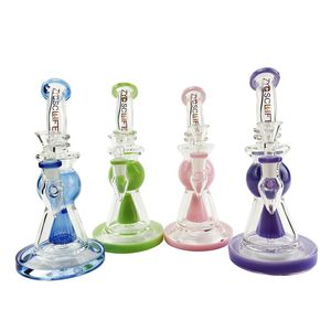 4 Color Thicken Glass Bong Hookahs 8.5 Inches hookah tall heady thick water pipe inline perc dab oil rig bongs heavy big wax pink beaker pipes