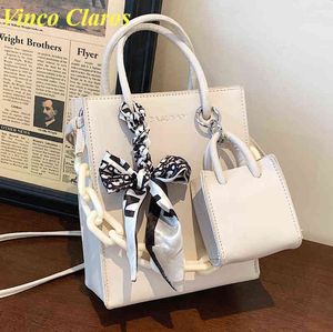 Shopping Bags Small Tote PU Leather Set with Scarves Fashionable Purses and Handbags Luxury Designer Shoulder Cross Body Sac Cute220307