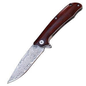 VG10 Damasco Steel EDC Bolso Faca Dobrável Rosewood + Sobrevivência Sobrevivência Sobrevivência Facas de Pasta Tática