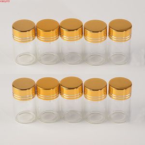 50pcs 6ml Glass Bottles Plastic Screw Golden Cap Empty Transparent Clear Liquid Gift Container Wishing Jarshigh qualtity