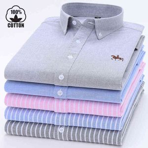 6XL New Cotton Oxford Camicie da uomo per uomo Camicia casual a maniche lunghe da uomo ricamata senza bottoni tascabili Abbigliamento sociale G0105