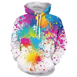 Erkekler Kadınlar Moda Marka Hoodies Boya Splatter 3D Tüm üzerinde Baskı Hip Hop Rahat Hoodie Hipster Gökkuşağı 3D Kapüşonlu Sweatshirt 201112