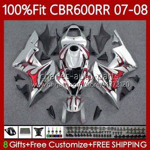 Honda CBR 600 RR CC RedFlames F5 600CC 2007 2008 CBR600 RR CBR 600RR 600F5 CBR600RR 07 08 CBR600F5 2007-2008注入型のフェアリング