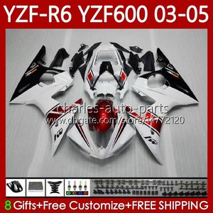 OEM Fairings for Yamaha YZF-R6 YZF R 6 600 CC YZF600 YZFR6 03 04 05 Body 95NO.18 YZF R6 600CC 2003 2004 2005 Cowling YZF-600 03-05 Motorcykel Bodywork Kit Red White Blk