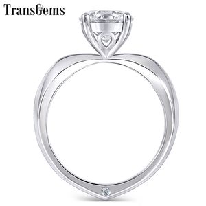 Transgems 14k 585 White Gold Gold Engagement Ring for Women Center 1ct 6.5mm F Color Ladies Ring Y200620