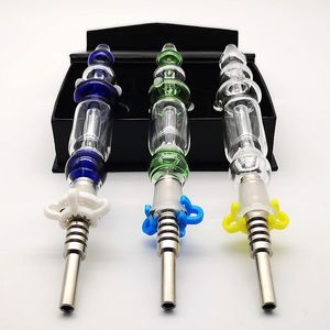 チタンネイルDABわらケッククリップのDabber DishミニオイルリグNC10とギフトボックス10mm 14mmのジョイントの宝石コレクタキット