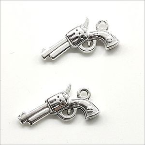 Lot 100pcs pistol handgun Antique Silver Charms Pendants DIY Jewelry Findings For Jewelry Making Bracelet Necklace Earrings 22*12mm