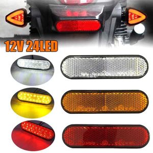 New 24LED Rectangle Motorcycle Reflector Tail Brake Turn Signal Light Lamp Brake Light For Car ATV LED Reflectors Truck CSV