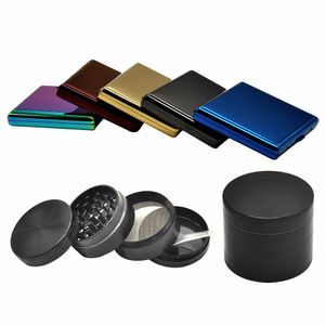 Tobacco Kit Zinc Alloy Smoking Tobacco Grinder For Herb + Metal Cigarette Holder Storage Container Stash Box Case Smoke Pipe Accessories