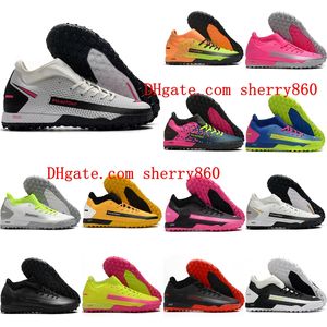 2021 quality mens soccer shoes Phantom GT Academy Dynamic Fit TFcleats leather football boots Turf scarpe calcio White