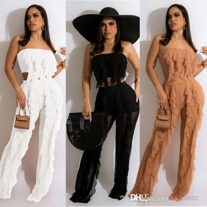 Sexy two piece swimsuits spring and summer new women's gauze Ruffle wrapped bra wide legged pants beach suit