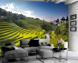 3D風景の壁紙グリーンテレパーム野原風景風景3D壁紙ロマンチックな風景装飾シルク3D壁紙