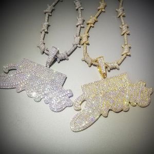 Bling Iced Out Bokstäver DREAM RICH Hänge Halsband 2 Färger Lyx AAA Zirkon Rapper Hip Hop Smycken 201014