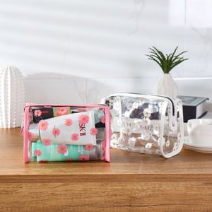 Borsa per cosmetici margherita in pvc trasparente impermeabile con borsa da viaggio di grande capacità per riporre oggetti portatili