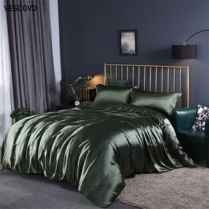 VESCOVO 100% mulberry silk Bedding Sets bed linen dekbedovertrek queen Bed Fitted Sheet comforter cover sets 201210