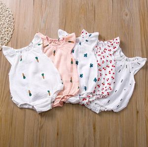 5 Colors Newborn Baby Romper Summer Jumpsuit Cherry Cactus Printed Infant Girl Princess Onesies Bodysuit Clothes New 2020