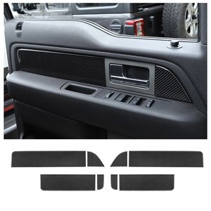 Auto Porta Interna Pannello Bracciolo Decorazione Adesivi Per Ford F150 Raptor 2009-2014 Nero In Fibra di Carbonio 8 pz