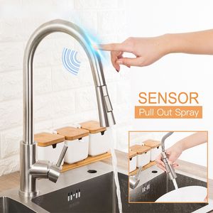 Smart Sensor Kitchen Mixer Touch Wasserhahn für Küche Ziehen Sie die Waschbeckenhähne aus