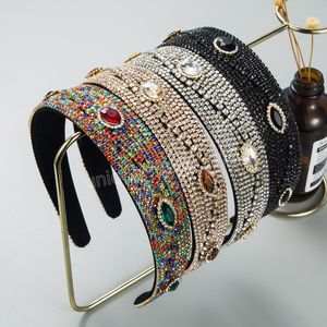 Faixa de cristal de cor completa barroco na moda elegante elegante sparkly multi-cor strass banda de cabelo feminina festa headpiece