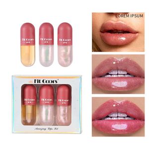 Crystal Jelly Clear Lip Gloss Capsule Lip Plumper Oil Conjunto Brilhante Hidratante Maquiagem Feminina Lip Tint Terno