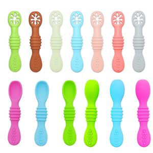 Silicone Teether Spoon Baby Learning Feeding Scoop Training Utensils Spoons Newborn Tableware Infant 20220226 Q2